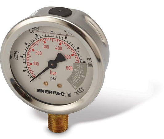 G2535L, Hydraulic Pressure Gauge, 63 mm Face, Lower Mount, Glycerine Filled, 700 bar maximum pressure